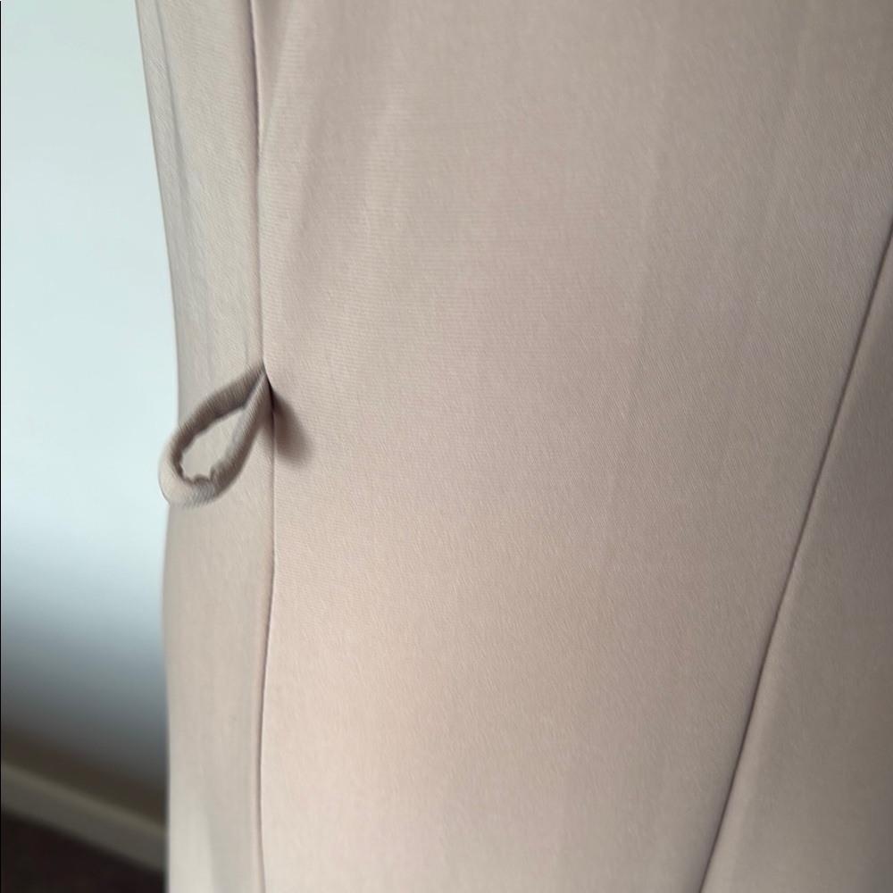 Nina Leonard VTG Nude‎ Tan Sleeveless Scoop Neck Sheath Maxi Jersey SZ L Flaw - Picture 5 of 6